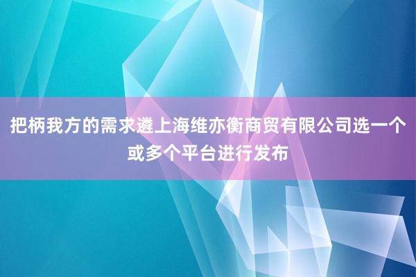 把柄我方的需求遴上海维亦衡商贸有限公司选一个或多个平台进行发布