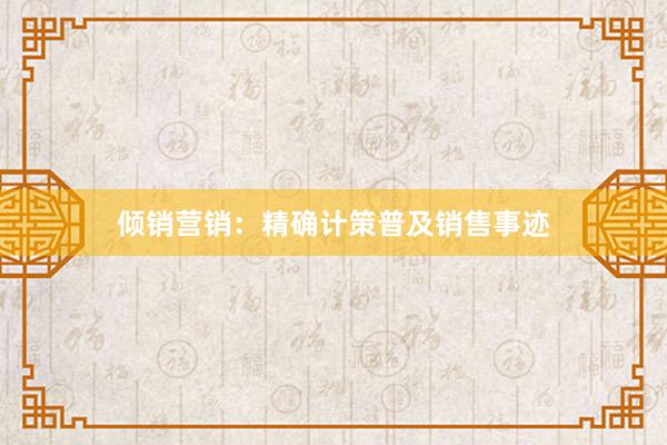 倾销营销：精确计策普及销售事迹